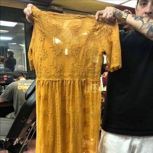 Lace mustard dress